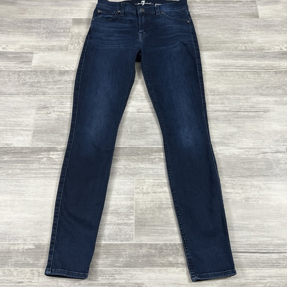 7 For All Mankind Women's 27 X 28.5 Ankle Gwenevere Mid Rise Dark‎ Jeans - Picture 1 of 11